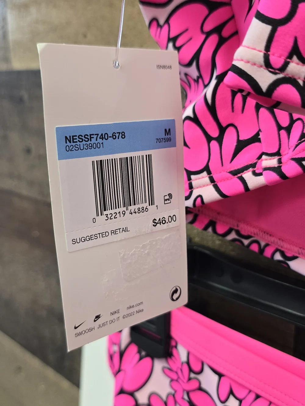 Nike Girls' Hot Pink Floral Two-Piece Swimsuit Size M